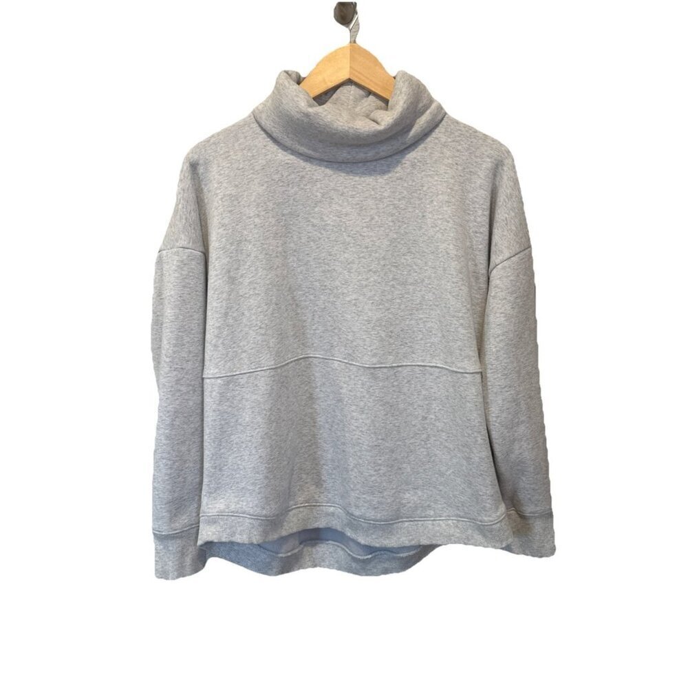 Athleta Womans Pullover Sweatshirt XS Gray Long Sleeve Cowl Funnel Neck